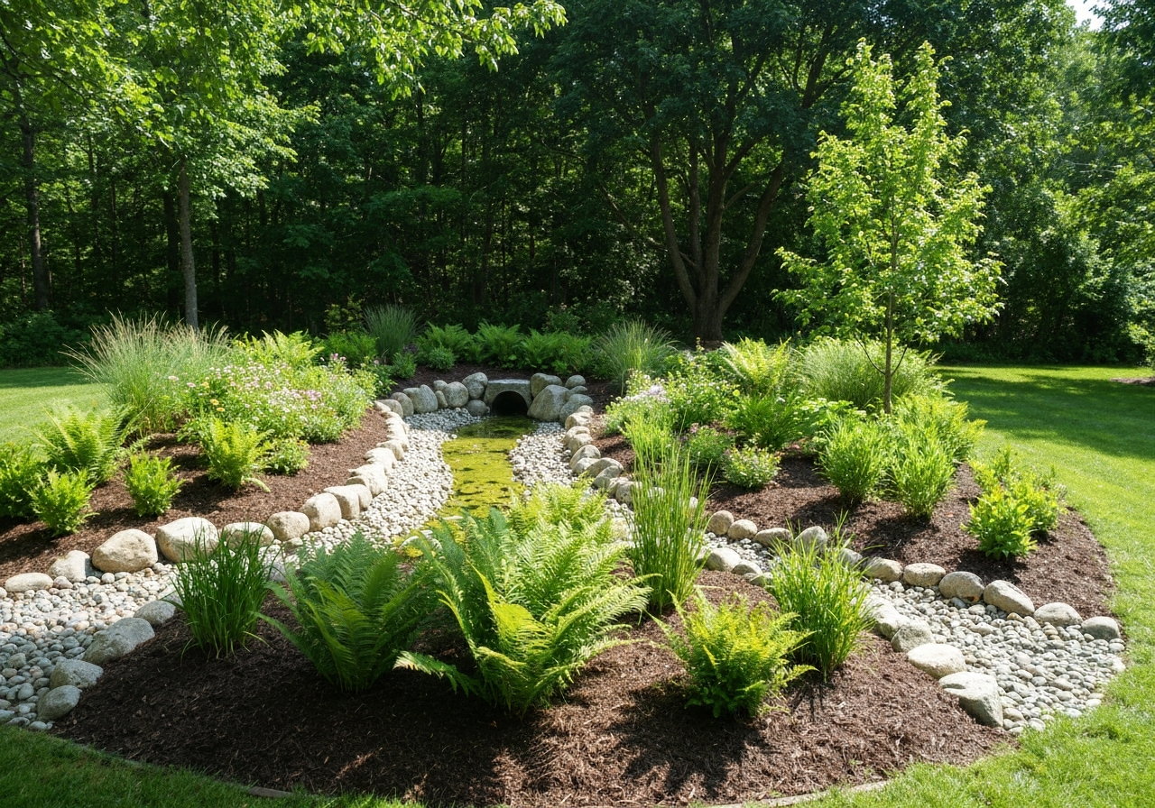Functioning rain garden