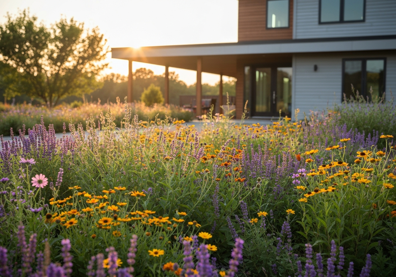 Thriving native wildflower meadow