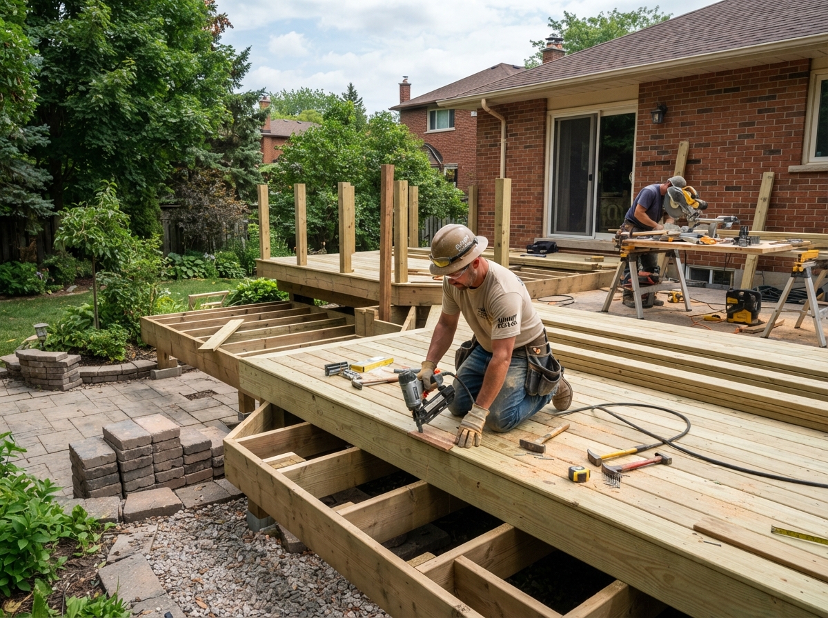 Decks & Patios - professional contractor at work