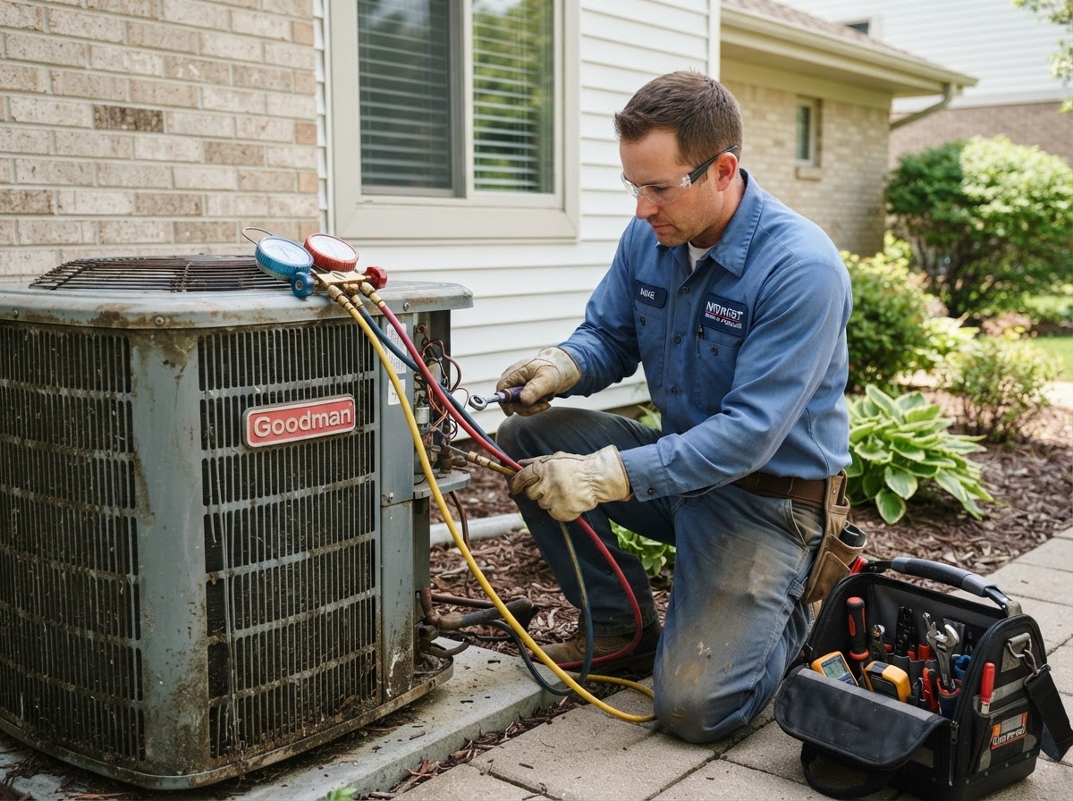 HVAC - professional contractor at work