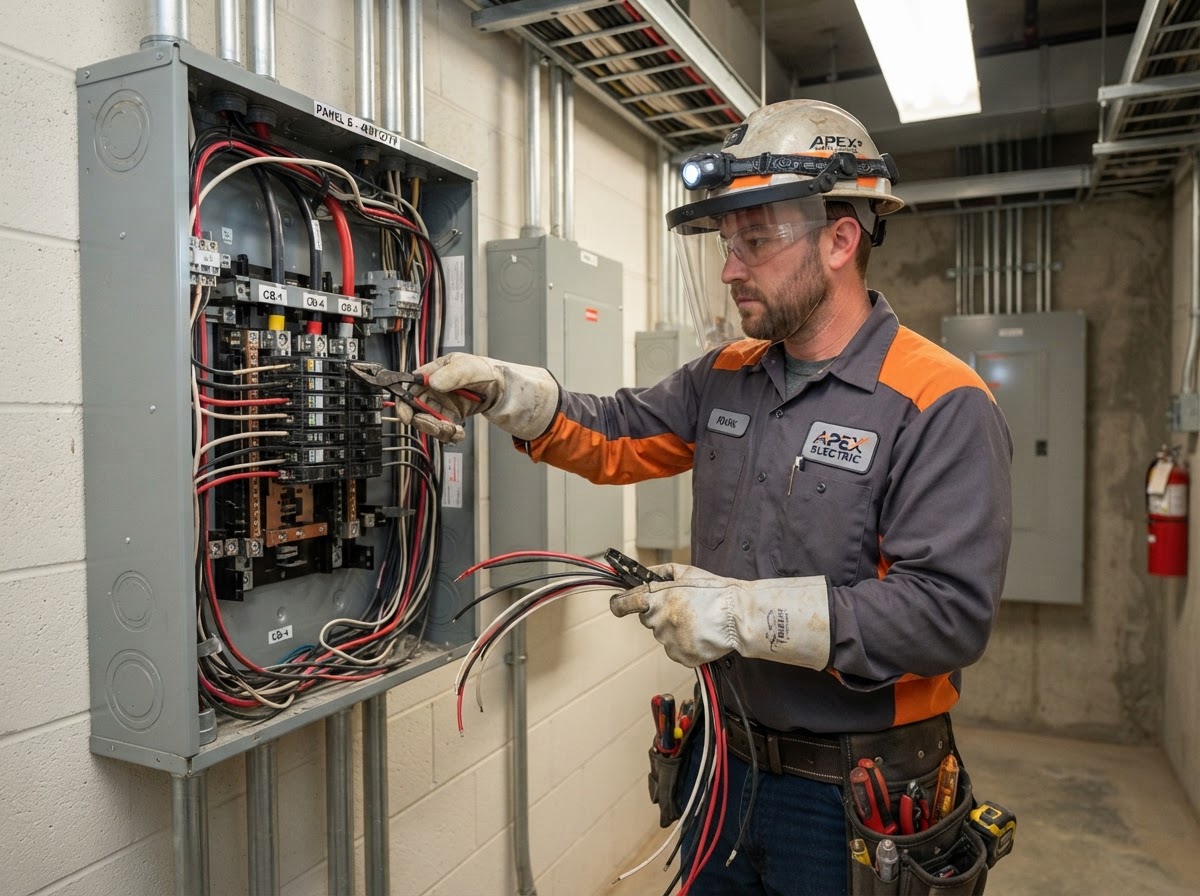 Electrician - professional contractor at work