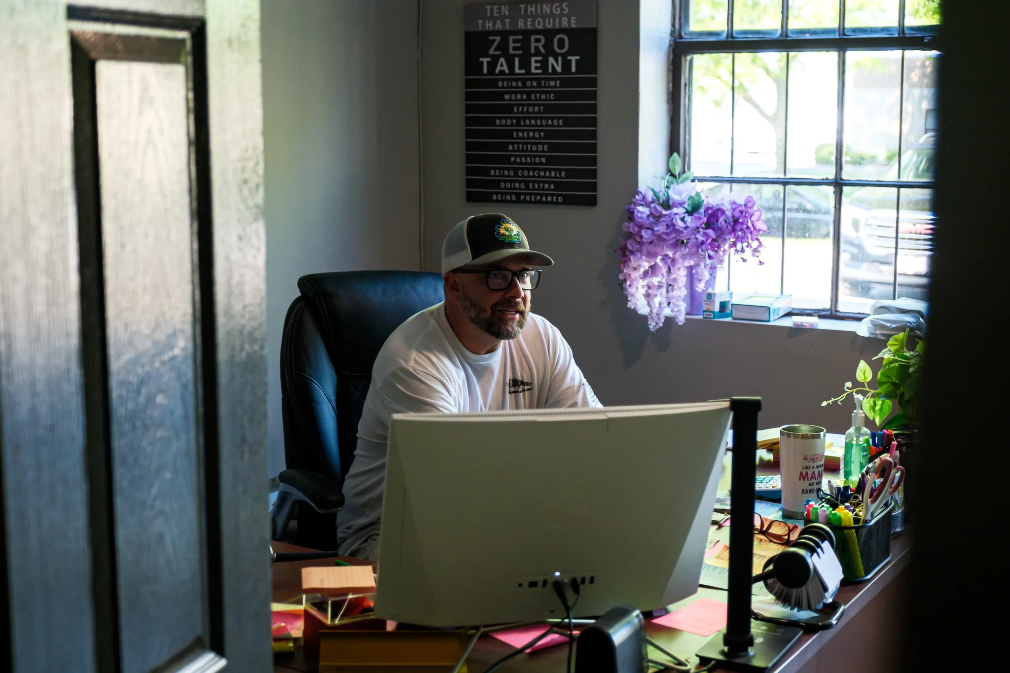 Doug Fitzsimons at his desk in Bay Shore