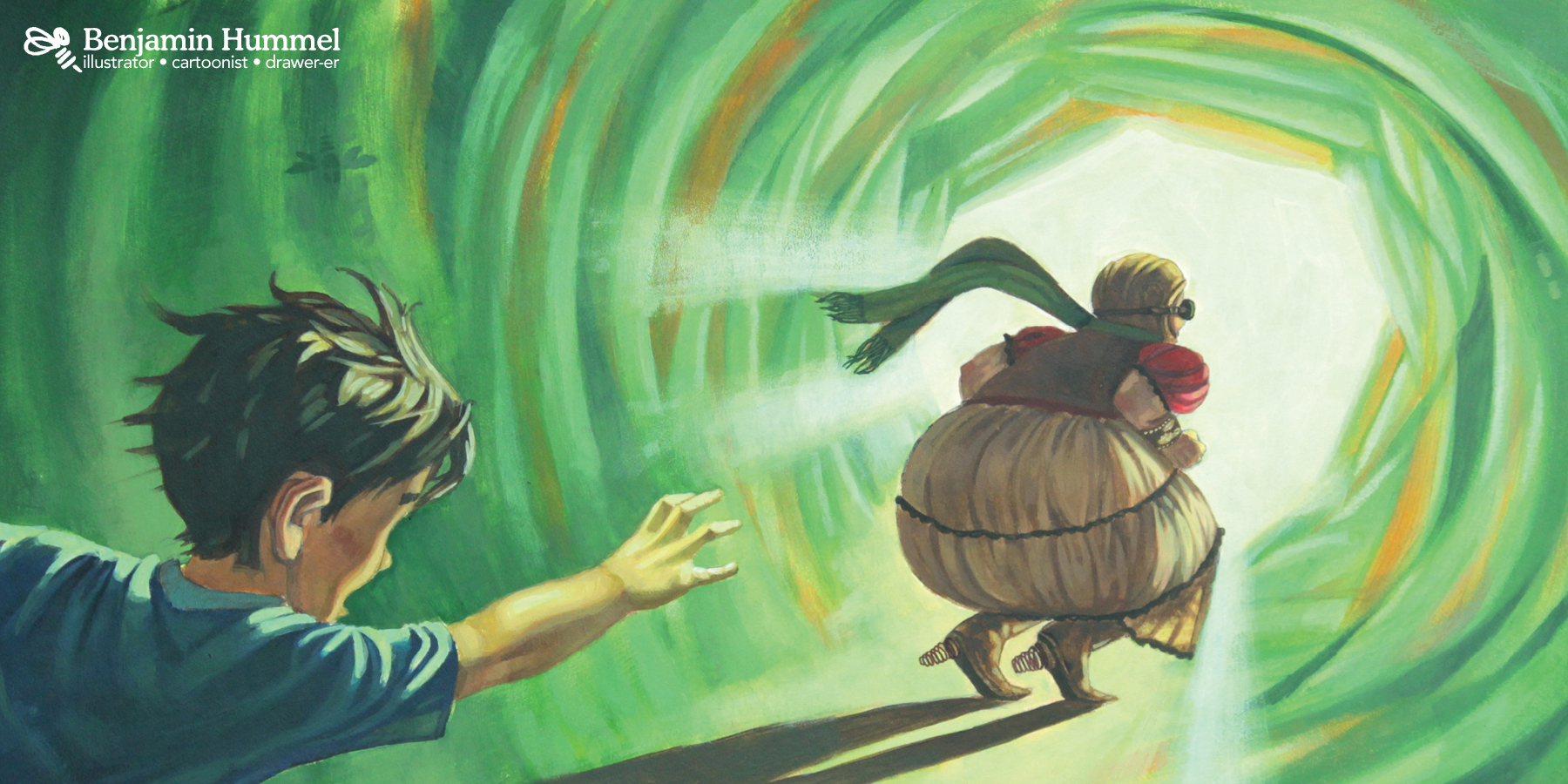 Time travel vortex tunnel illustration