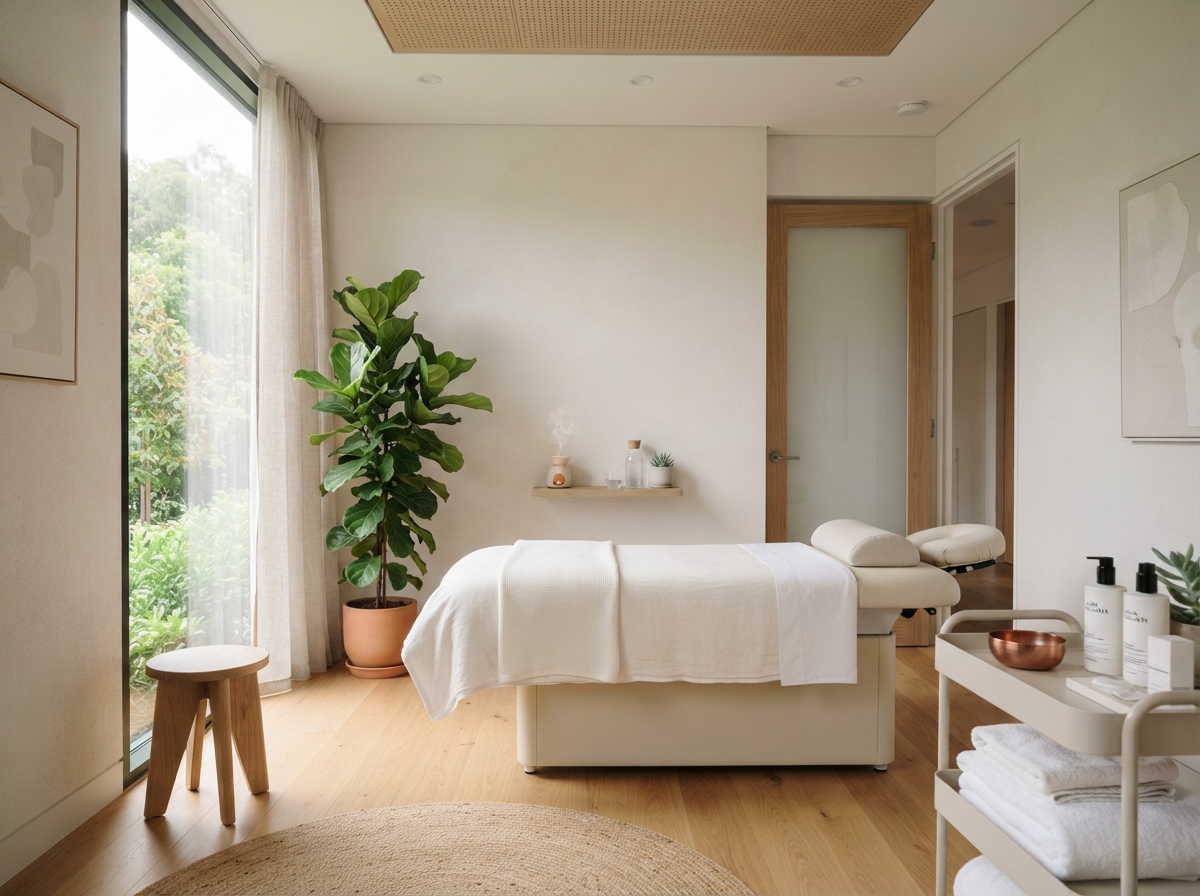Bright modern wellness and health services studio interior