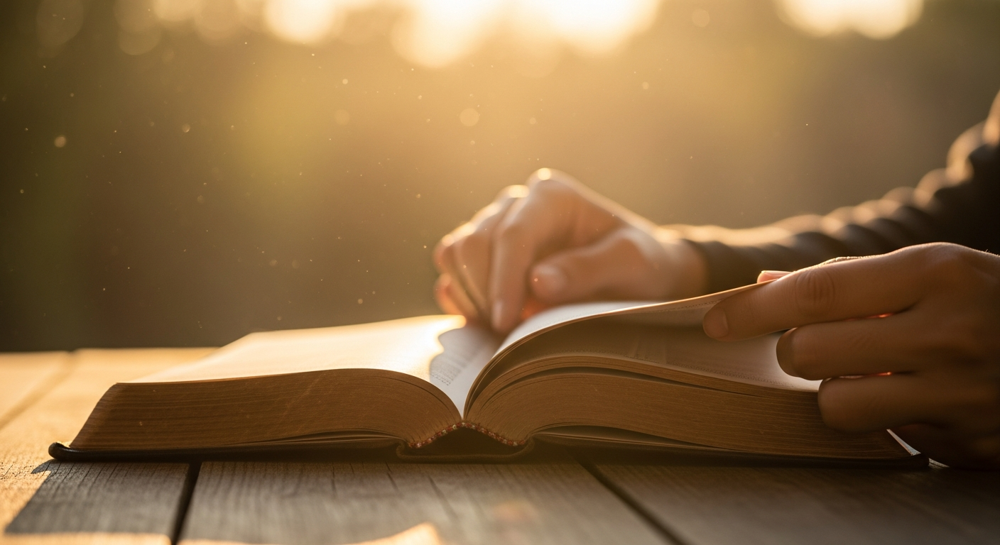 Open Bible with warm light