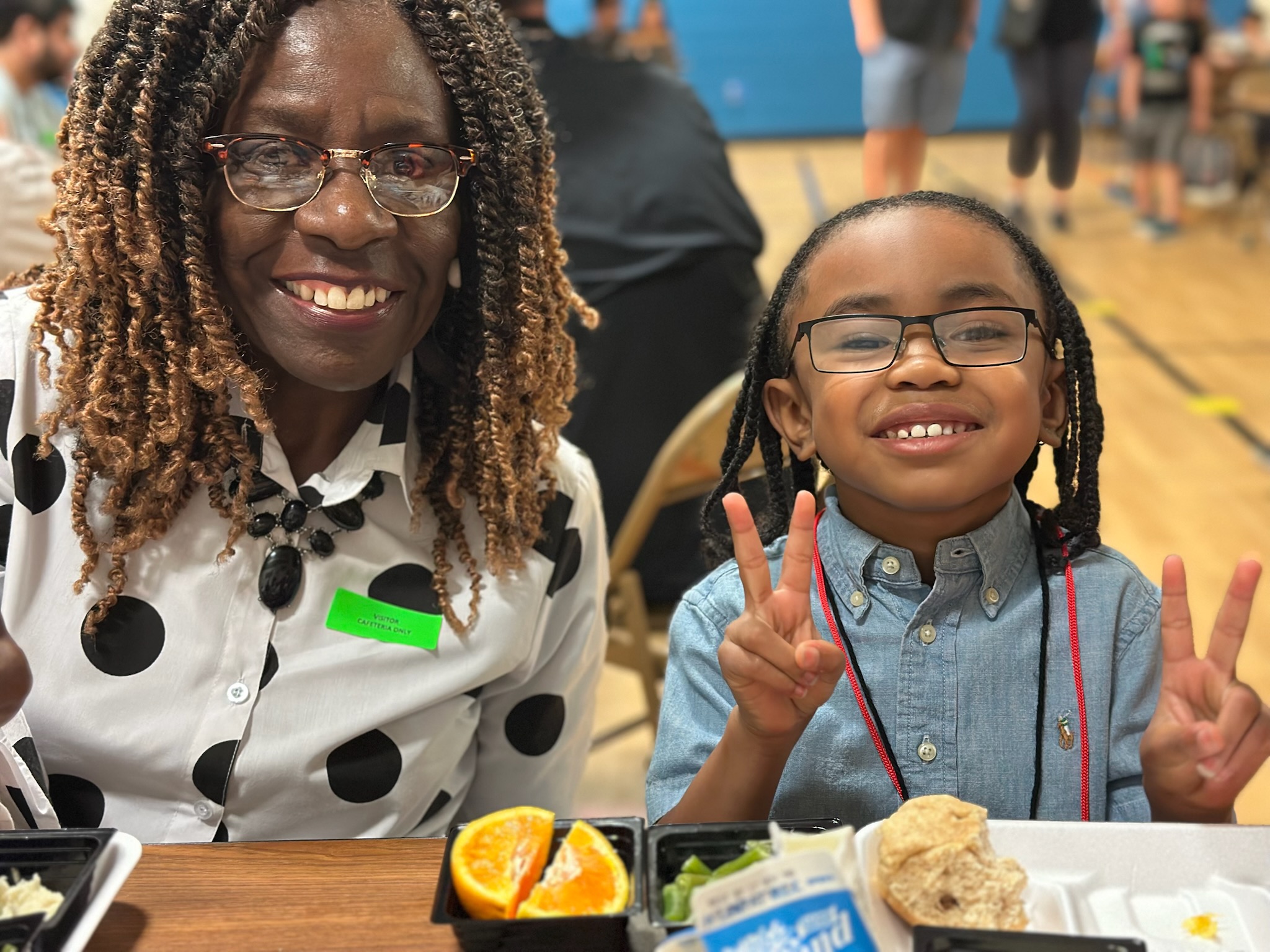 Church family sharing a meal together