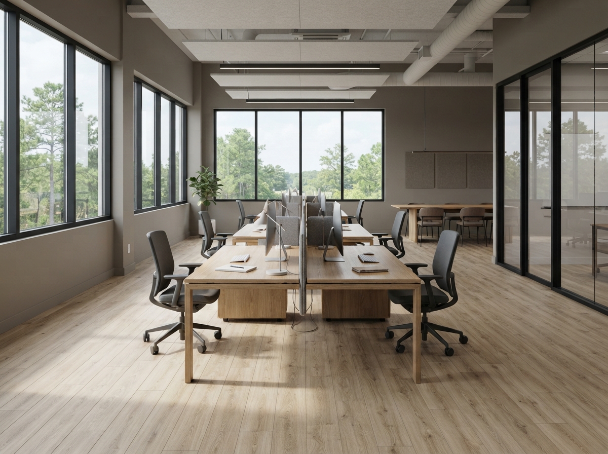 Modern commercial flooring in a professional East Texas business space
