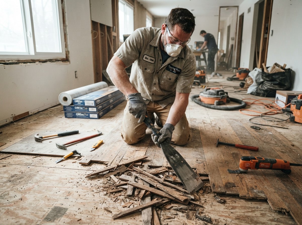 Full home flooring replacement with consistent flooring throughout