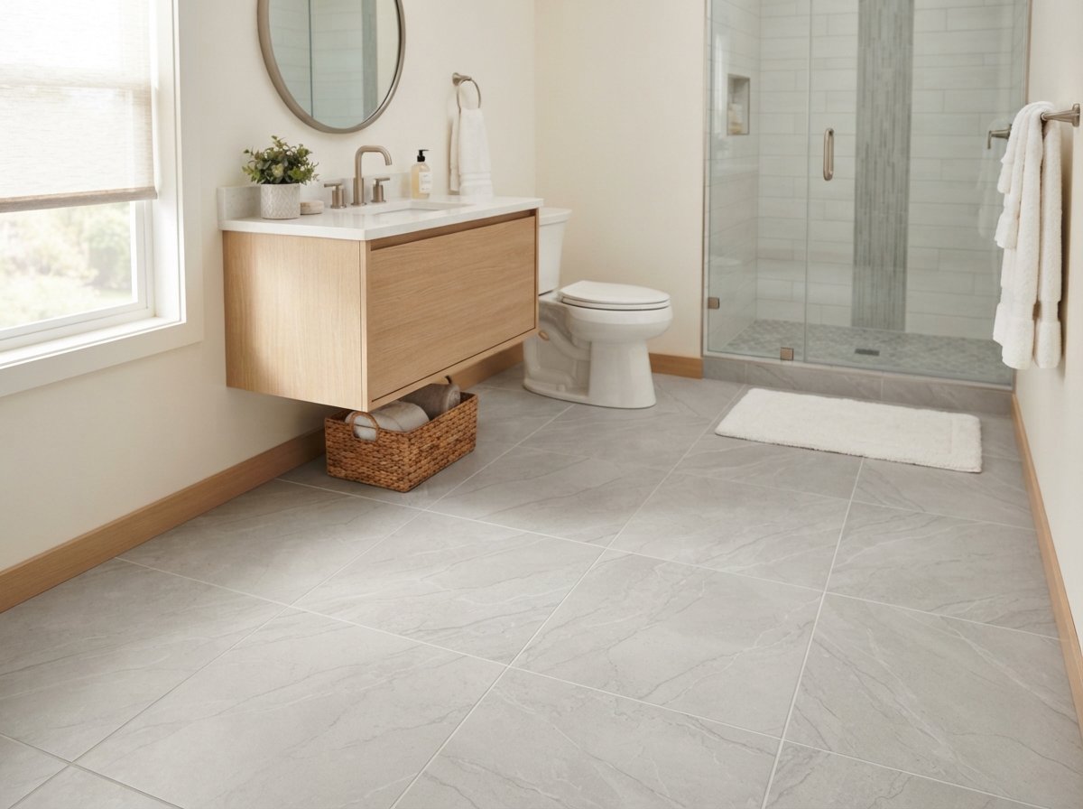 Tile flooring in a modern East Texas kitchen with clean lines