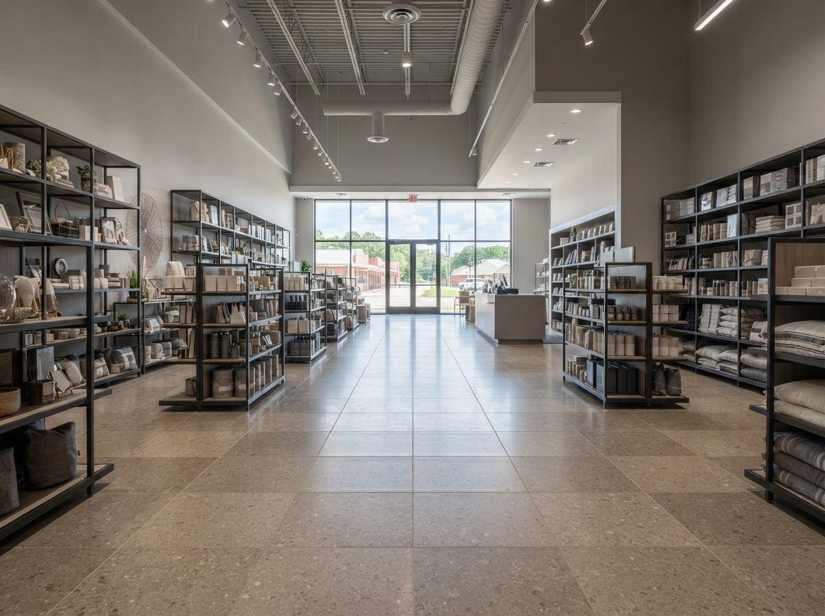 Commercial flooring in a professional East Texas retail environment