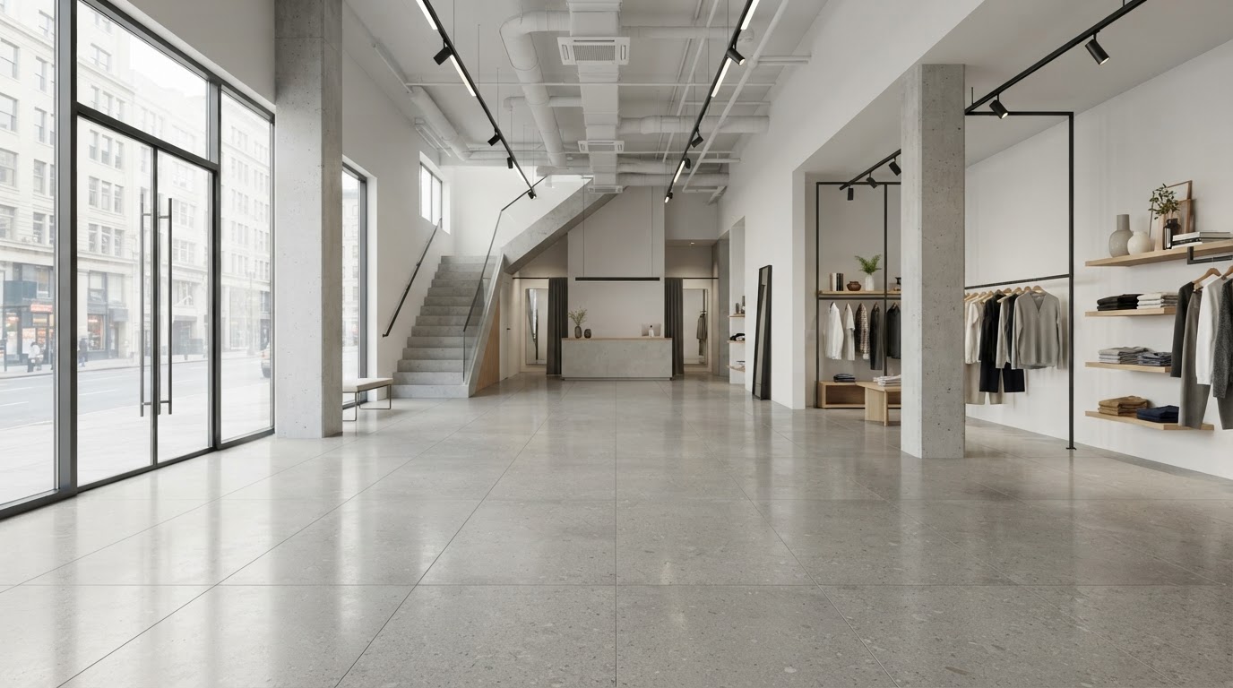 Commercial flooring in a retail space