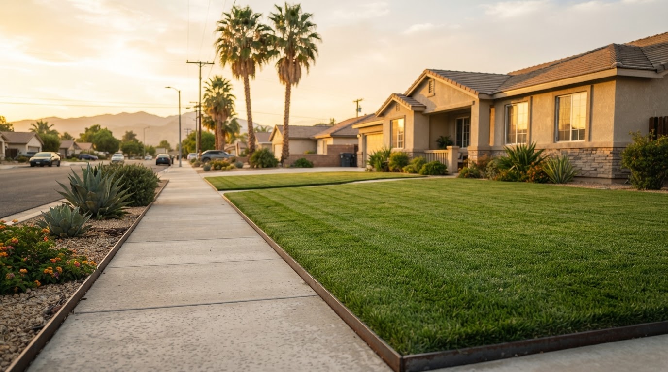 Perez Lawn Care Team at work in Bakersfield