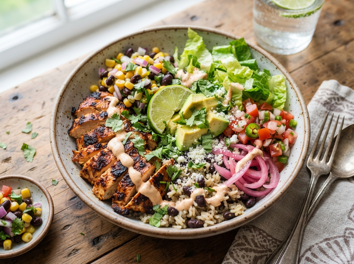 Healthy Mexican bowl at Tacos Fuego Bình Thạnh