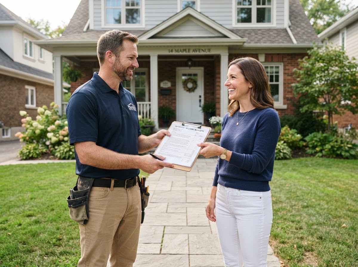 Roofing contractor reviewing lead checklist on jobsite