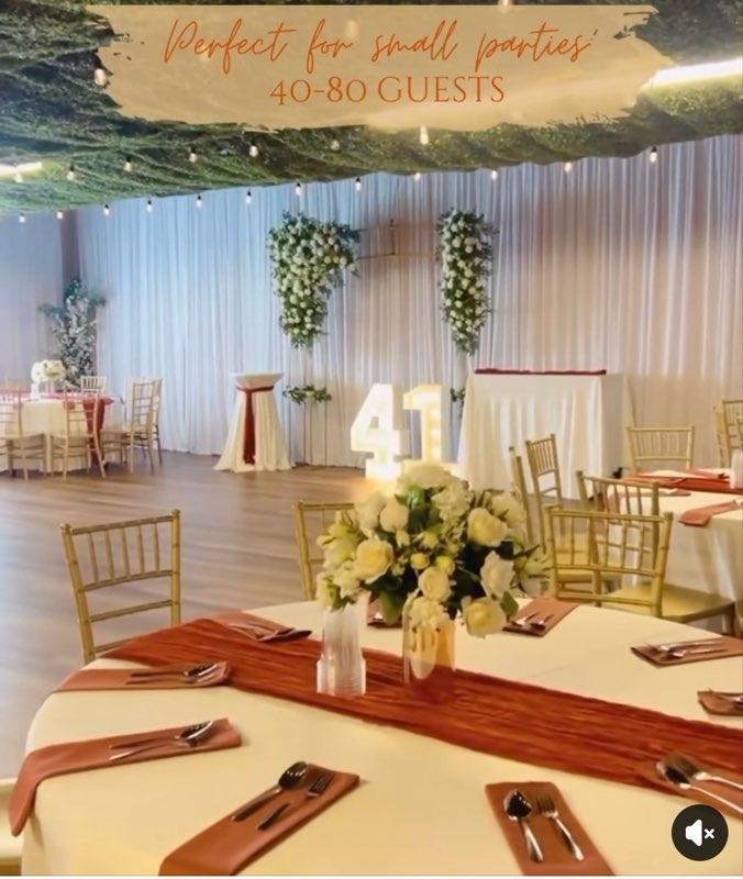 Intimate Party Venue with Greenery Ceiling