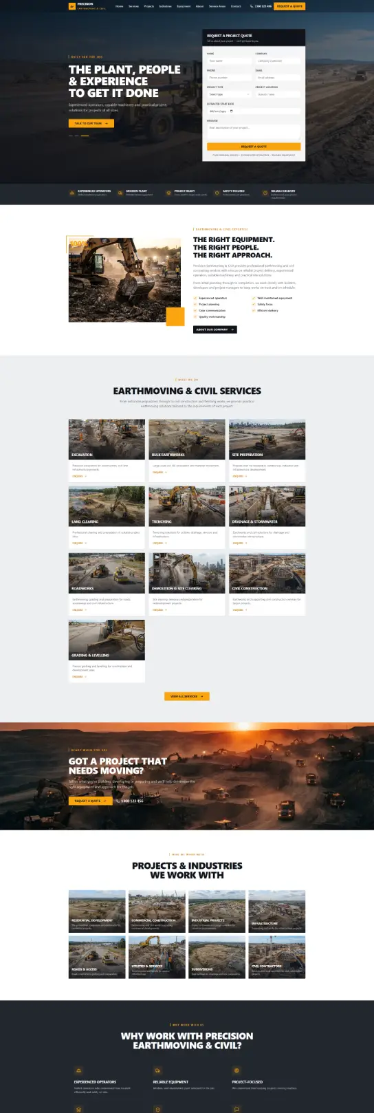 tradie website design mockup
