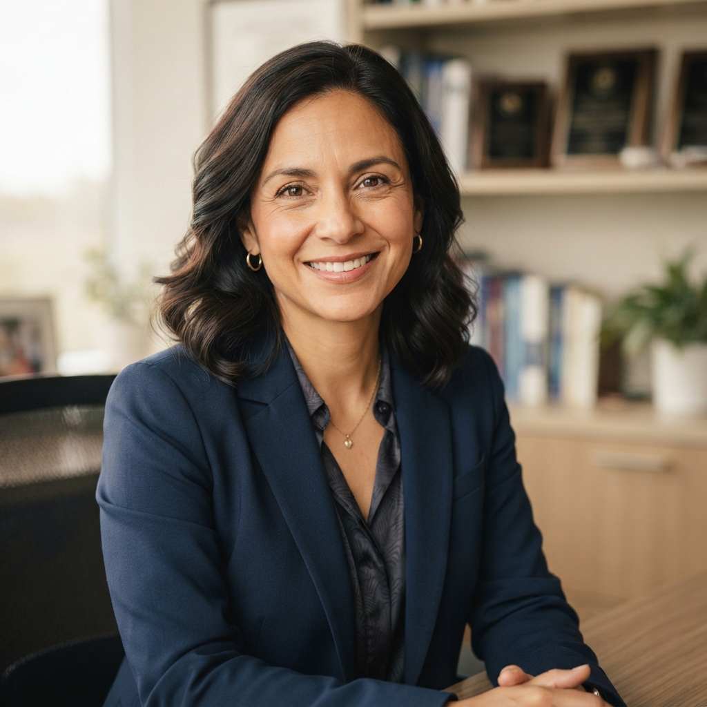 Portrait of Dr. Lena Ortiz smiling warmly