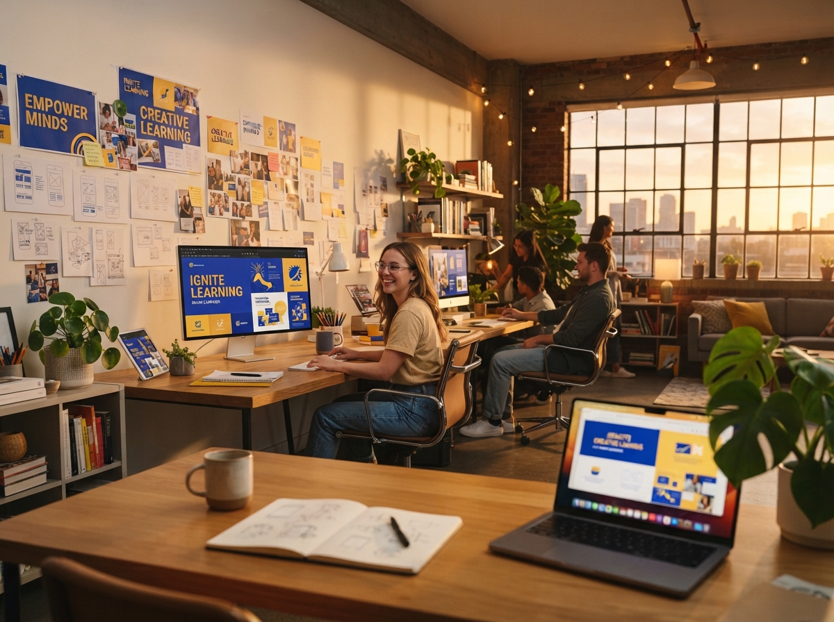 AIMM Studio creative workspace at golden hour