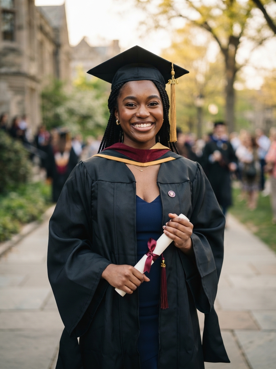 Graduating student beaming with pride