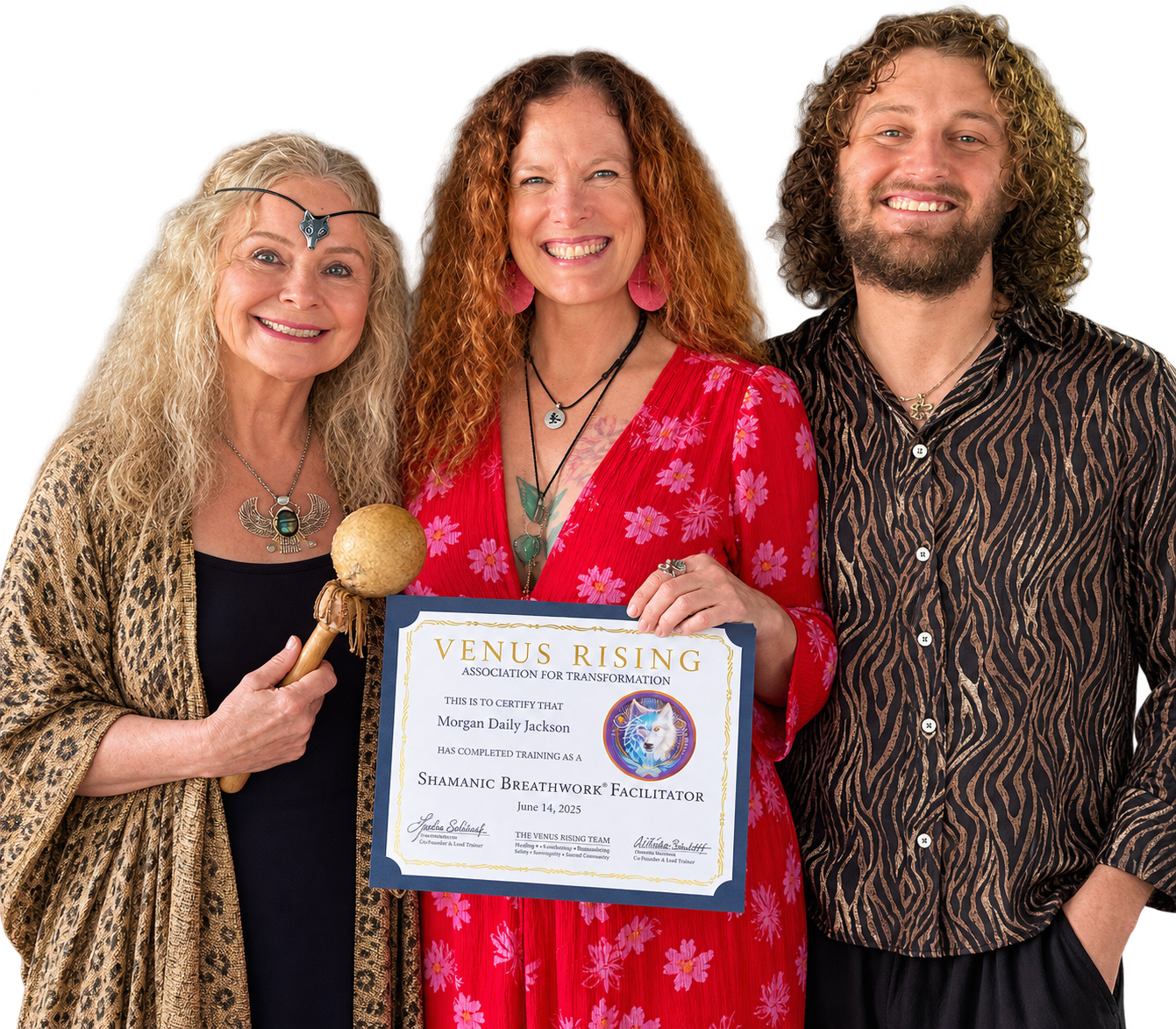 Morgan Daily Jackson receiving her Shamanic Breathwork® certification from Linda Star Wolf and Niko Star Wolf, founders of Venus Rising Association for Transformation