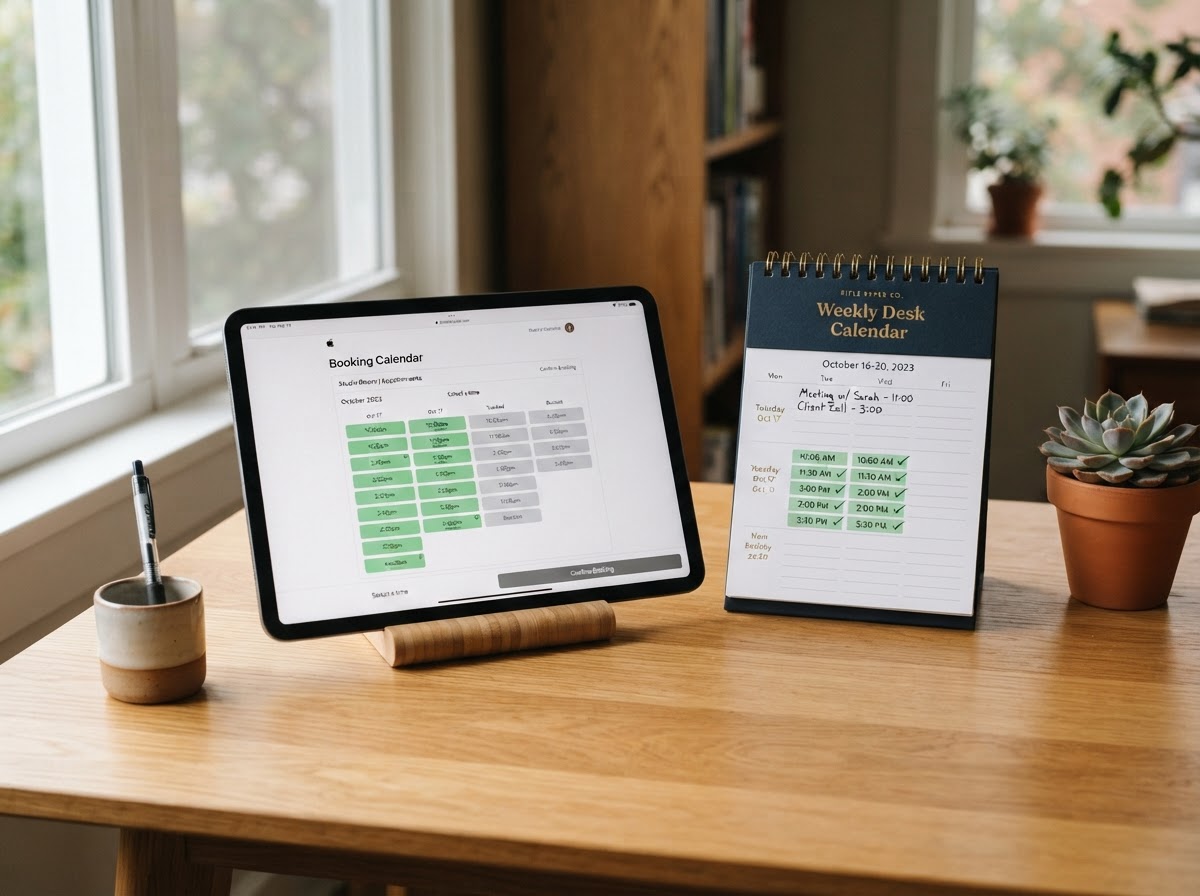 A booking or availability system lets people book straight into your calendar
