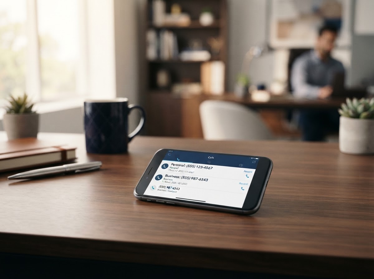A separate virtual business phone number on a single smartphone