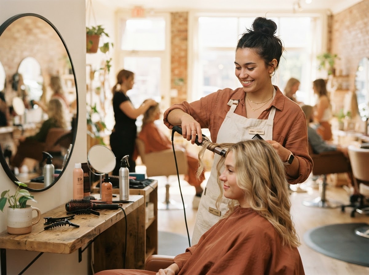 Jamie Rivera working in the salon