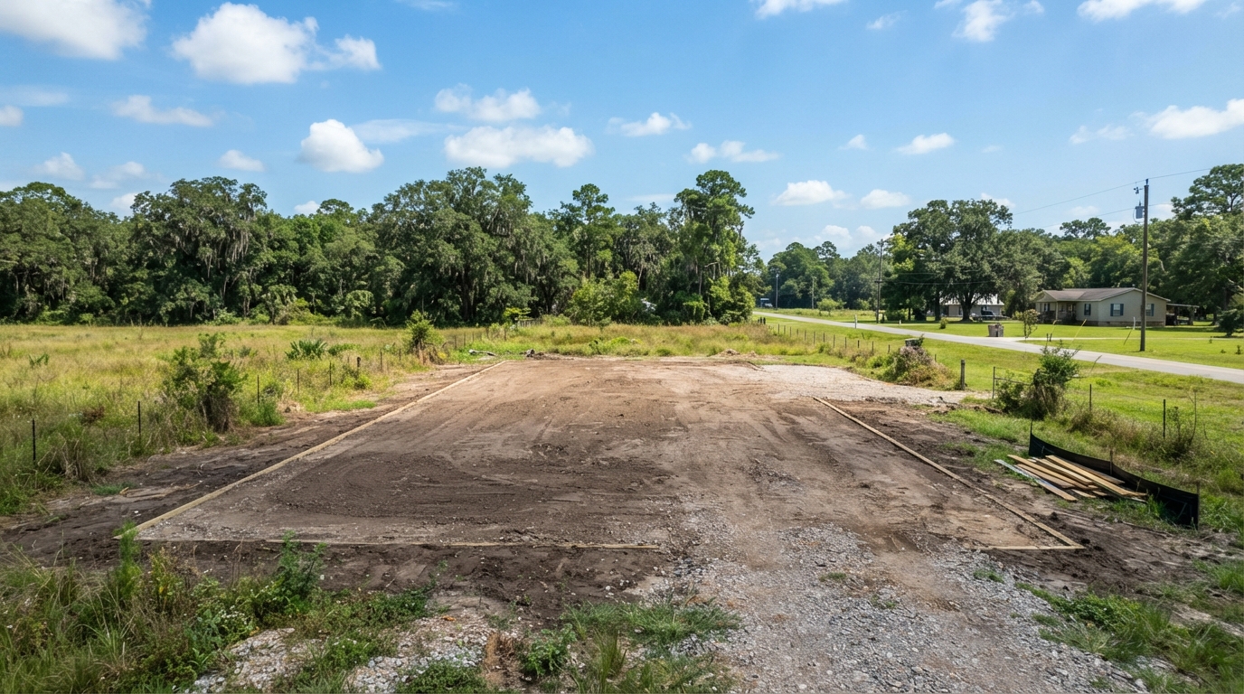 Cleared construction lot in South Louisiana