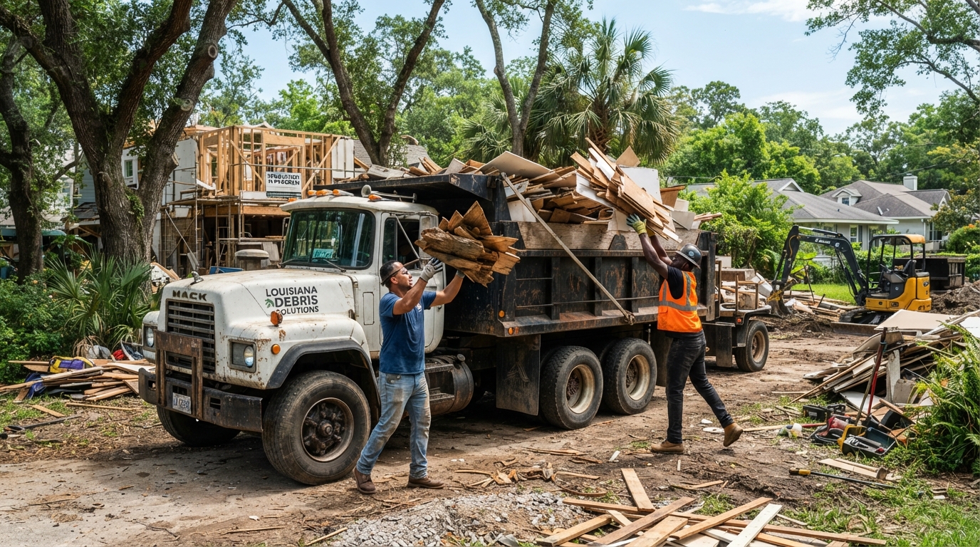 Hauling debris from a construction site