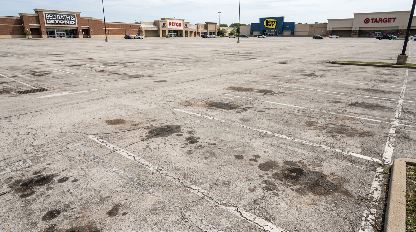 Freshly striped parking lot after professional sealcoating