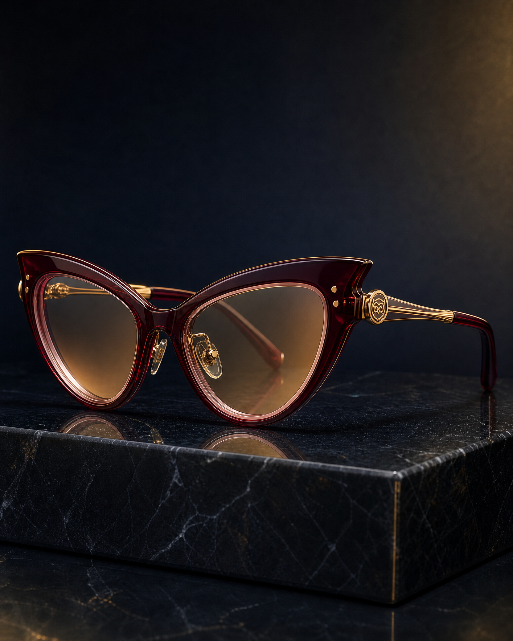 Aura Shield Crimson Cat-Eye Frames