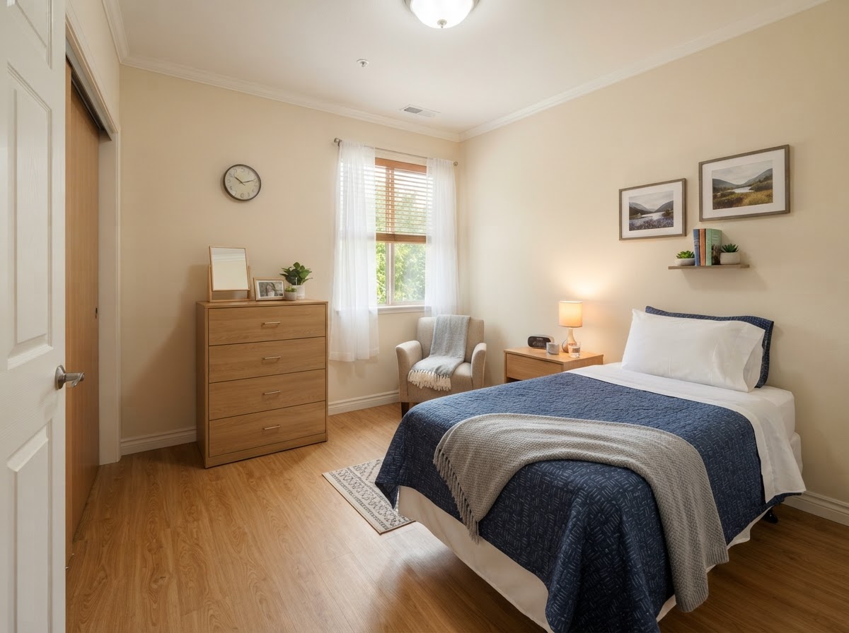 Clean private furnished bedroom at Stayhaven Homes