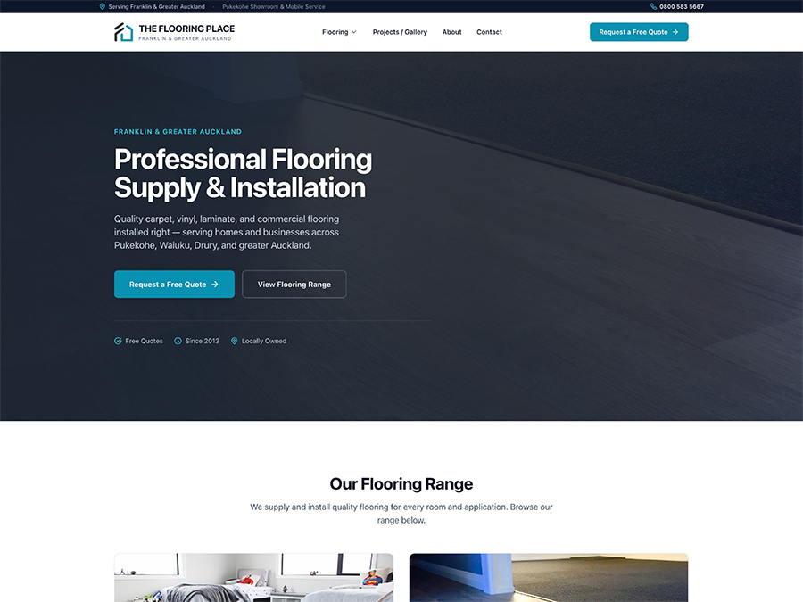 The Flooring Place website after ArrowSite rebuild