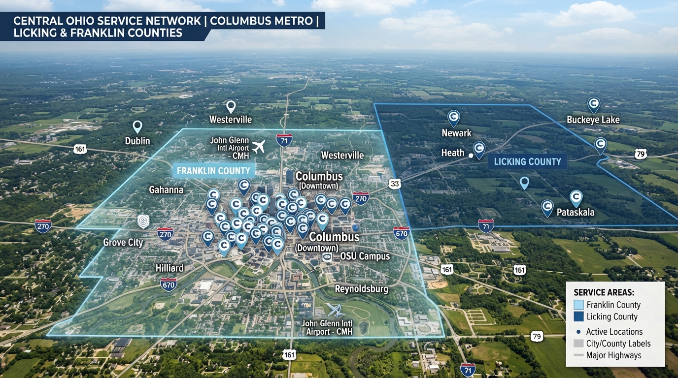 Central Ohio service areas map