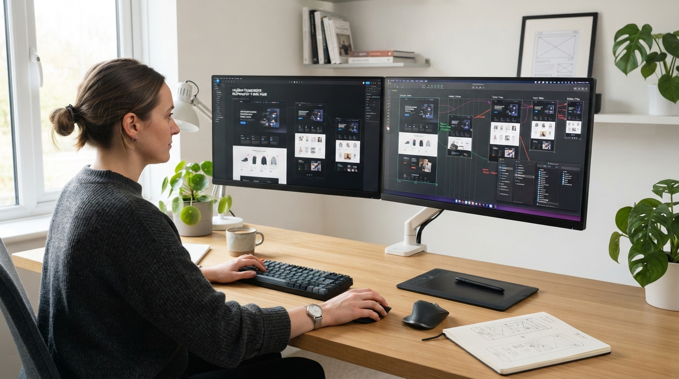 Web designer working on responsive website design