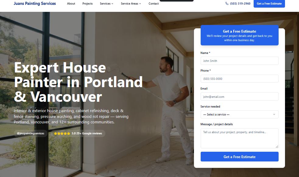 Custom website design for painting services company in Ohio
