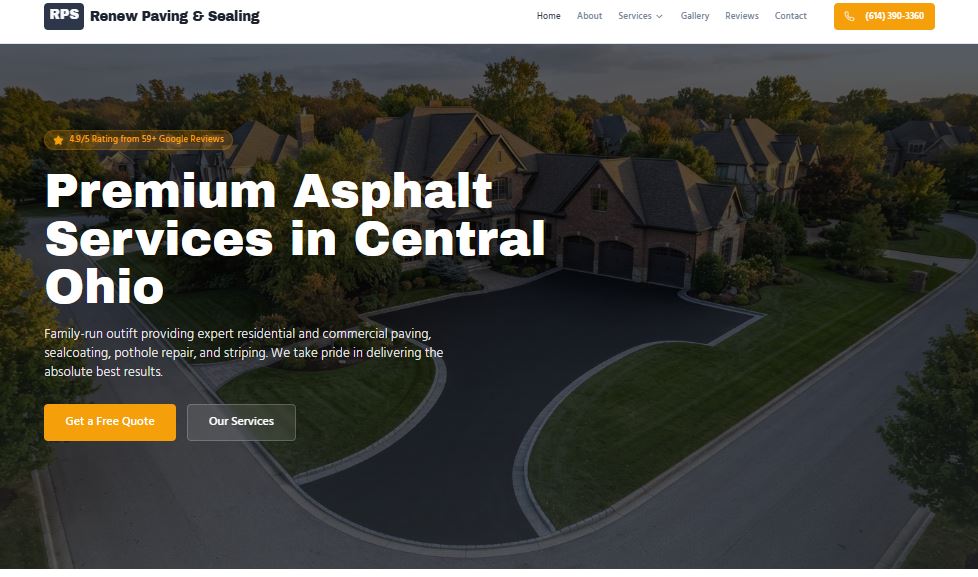 Custom website design for paving and asphalt company in Ohio
