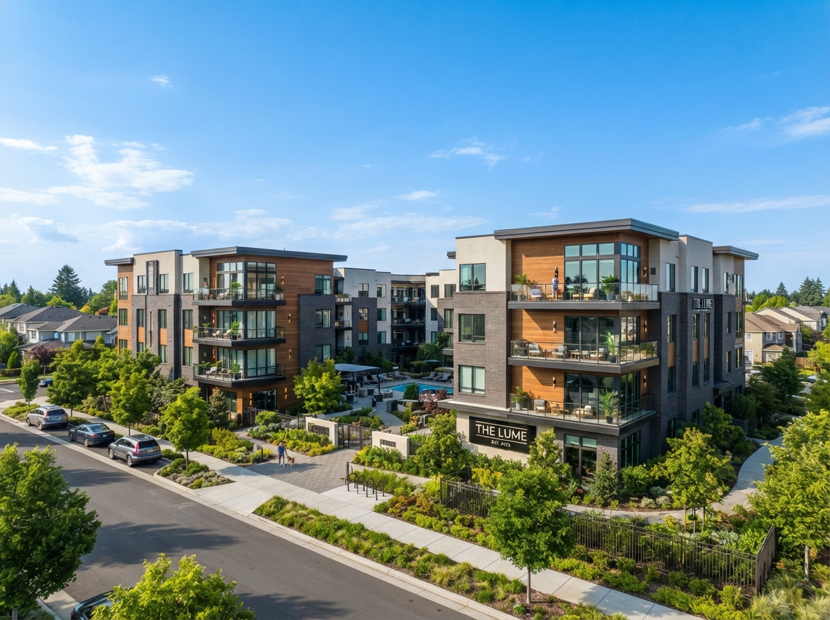 Modern multifamily residential apartment buildings