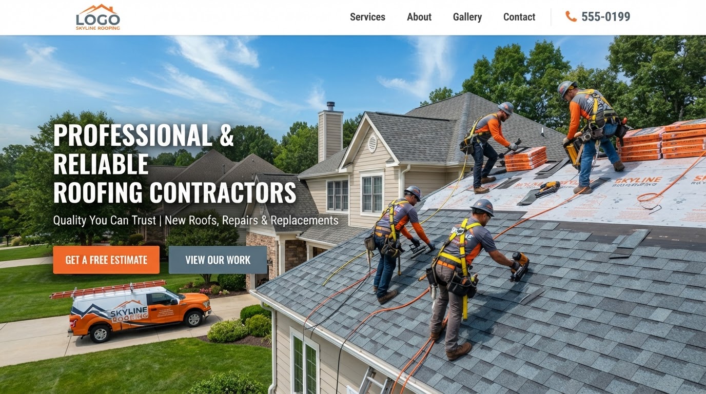 Roofers website example built with T2 Marketing Services