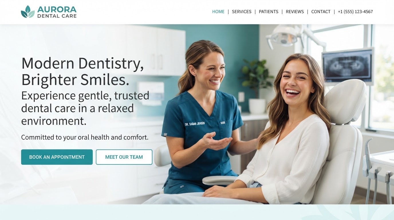 Dentists website example built with T2 Marketing Services