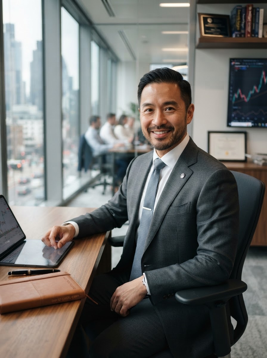 Professional male financial advisor in a modern office