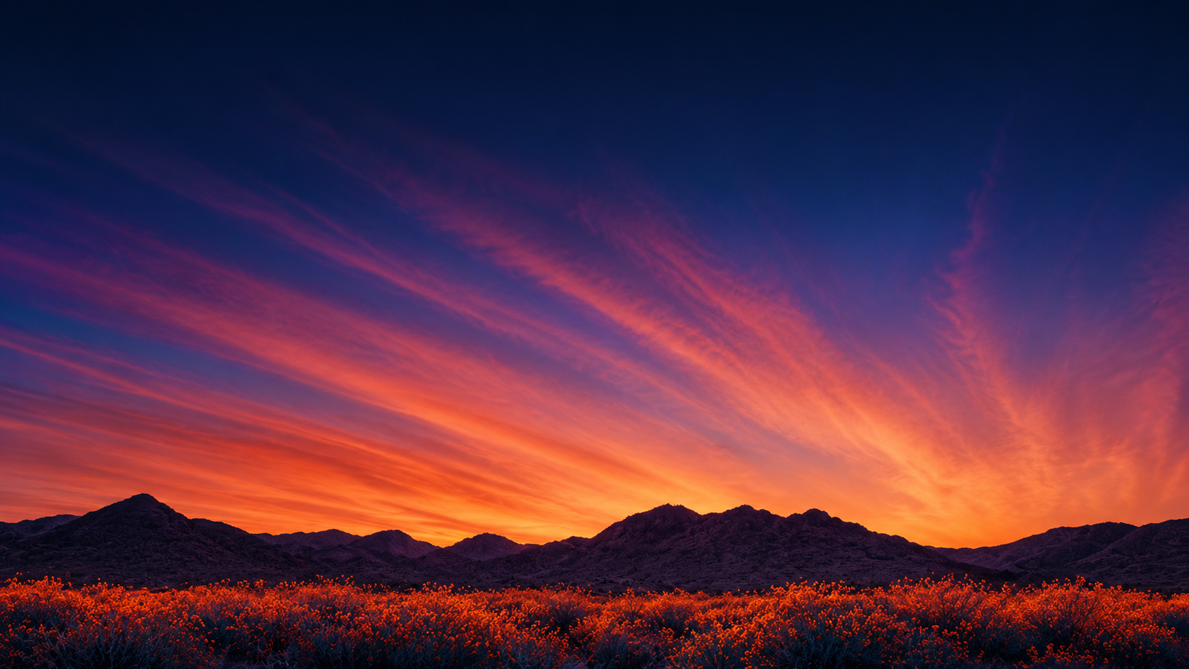 Sunset over a mountain landscape