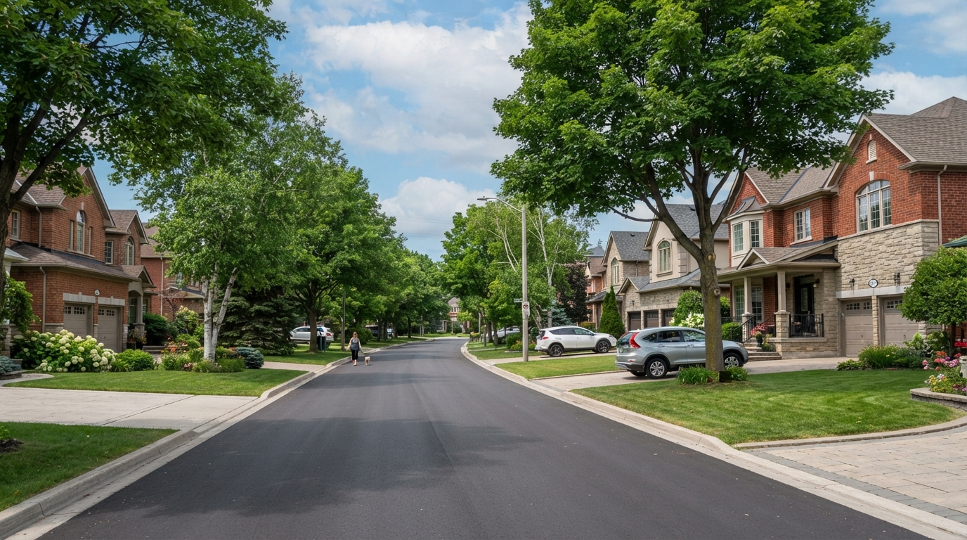 Mississauga suburban residential neighborhood with family homes
