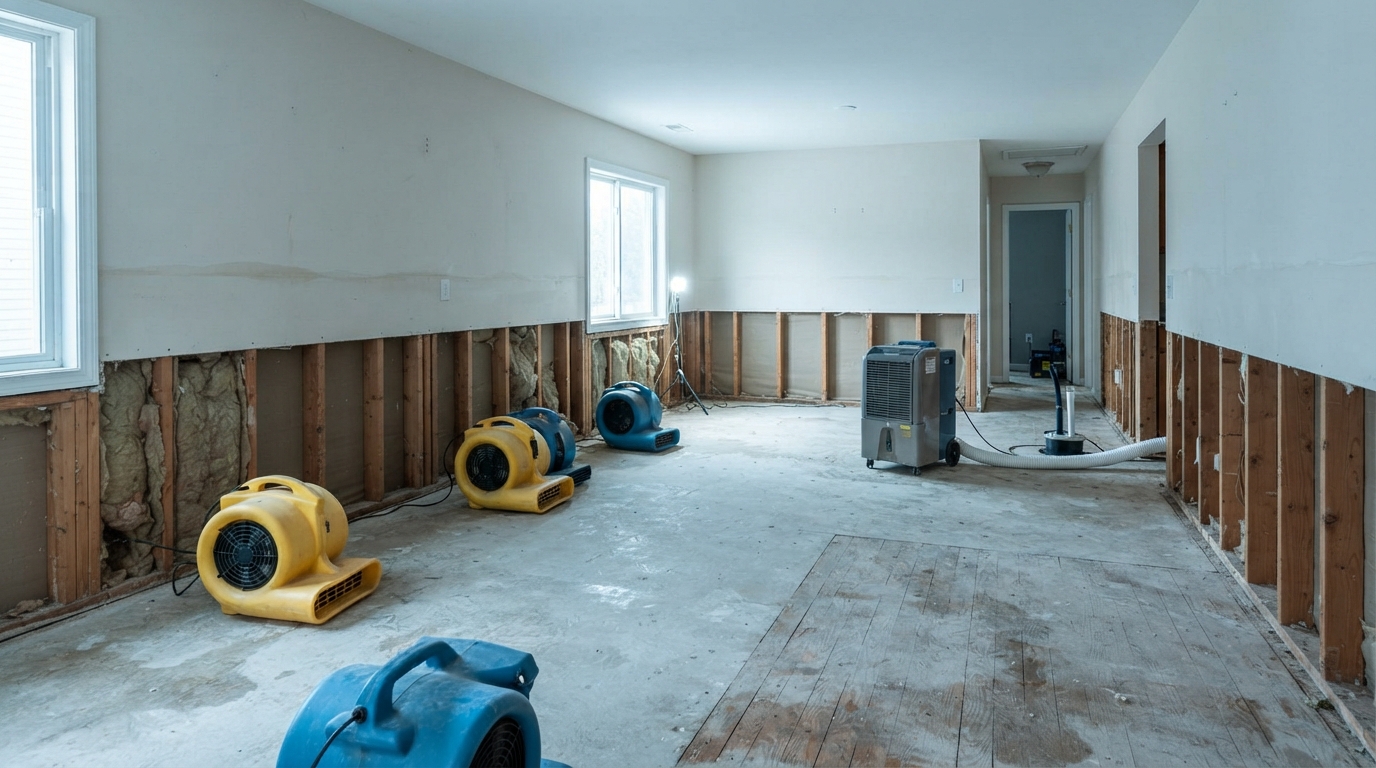 After flood damage cleanup with drying equipment in Orange City, Florida