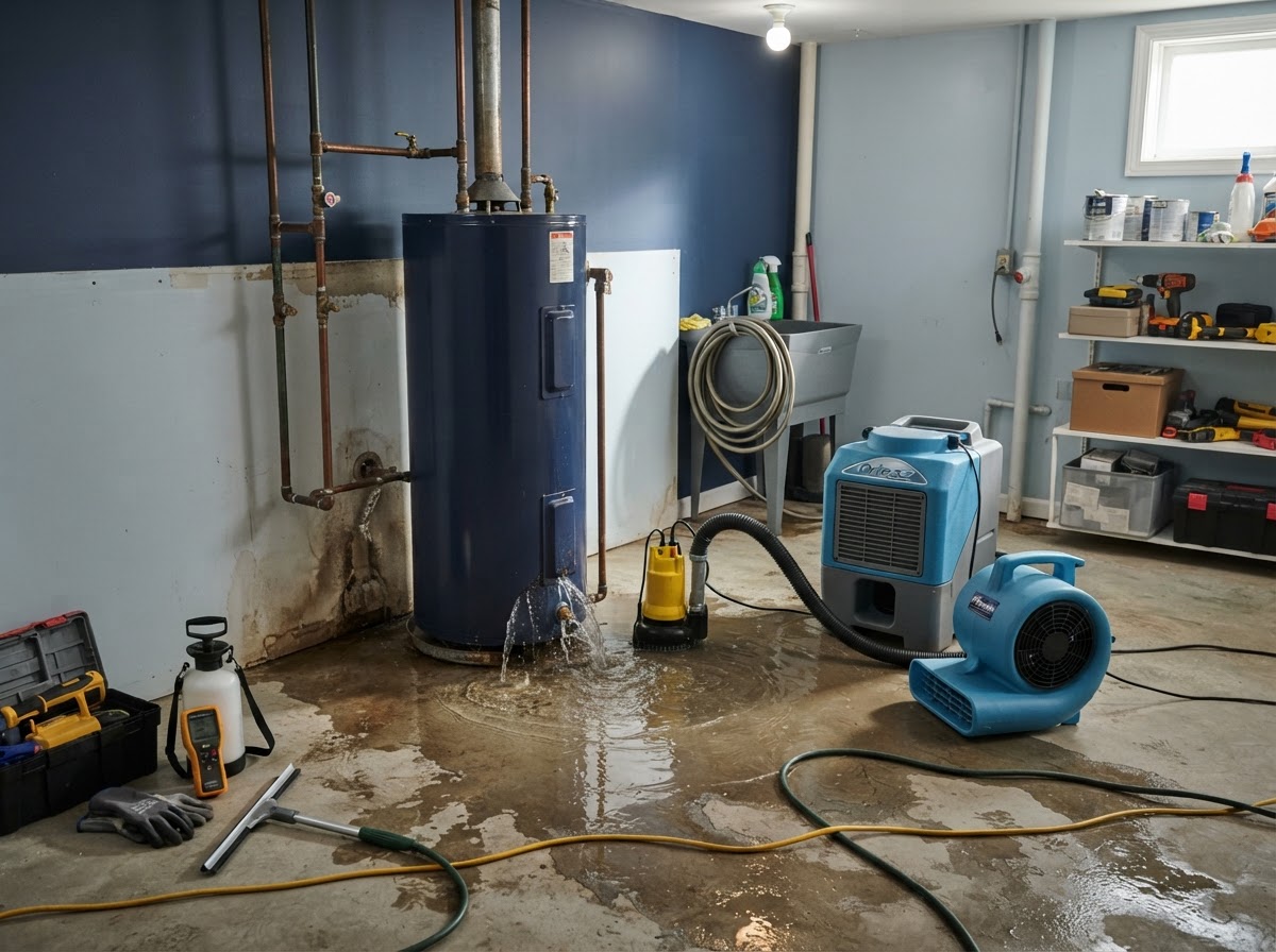 Water heater leak cleanup in Daytona Beach
