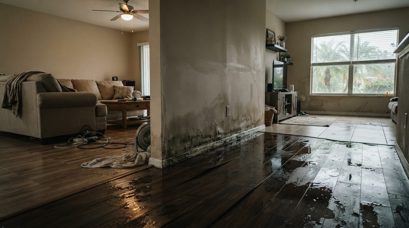Before and after water damage restoration in Orange City, Florida