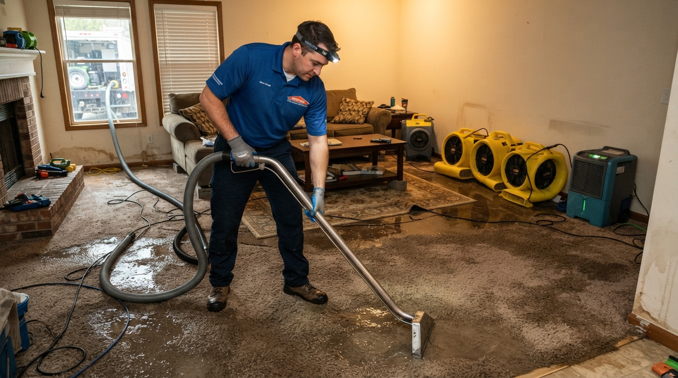 Daytona Beach Water Damage Restoration Equipment and Water Extraction Scene
