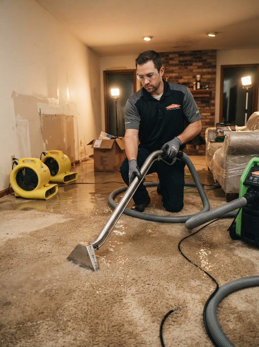 Water Extraction Technician Working in Daytona Beach