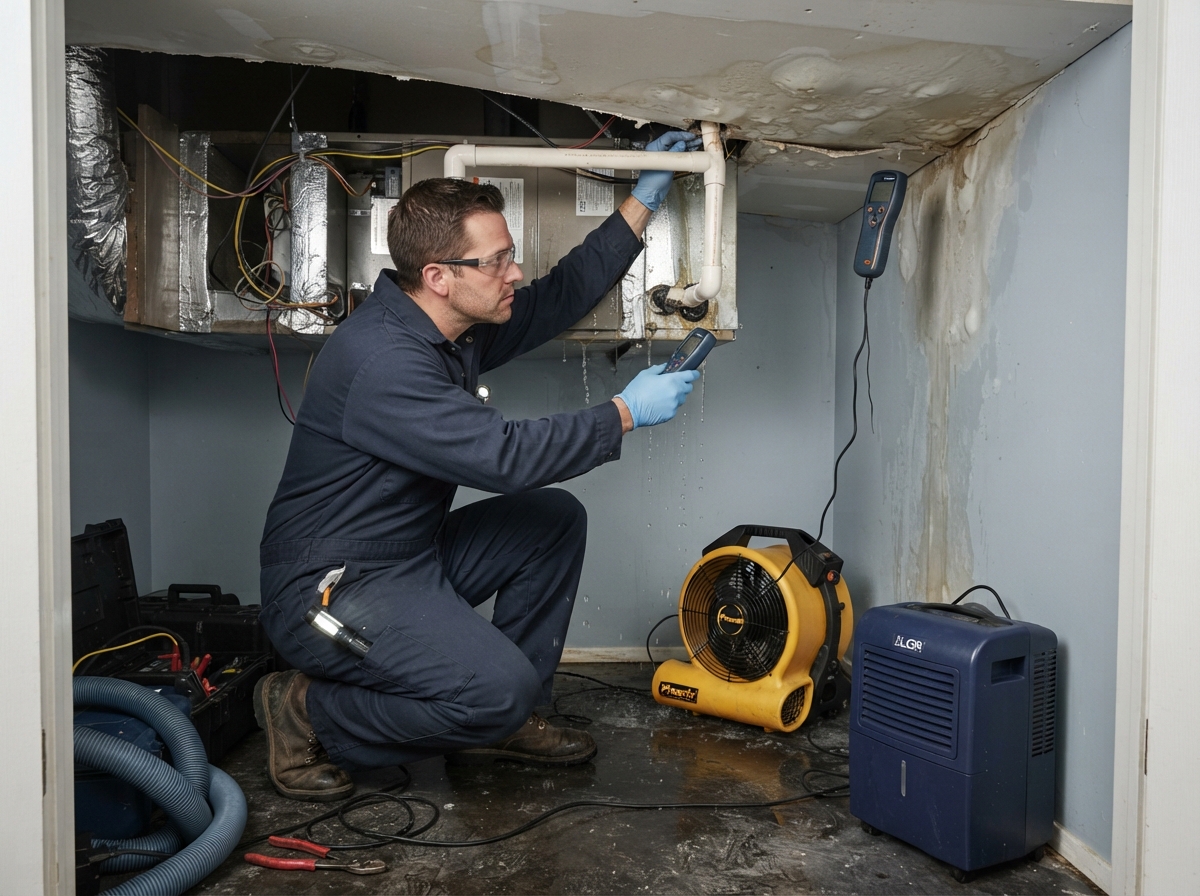 AC and HVAC condensate leak water damage cleanup in Daytona Beach