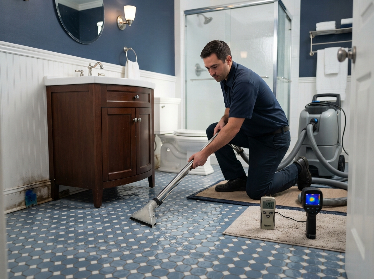 Toilet overflow and bathroom water damage cleanup near Daytona Beach